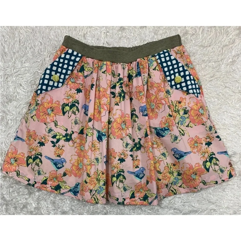 Matilda Jane 435 Makayla Skirt Friends Forever Floral Bird Print Girls Size 10